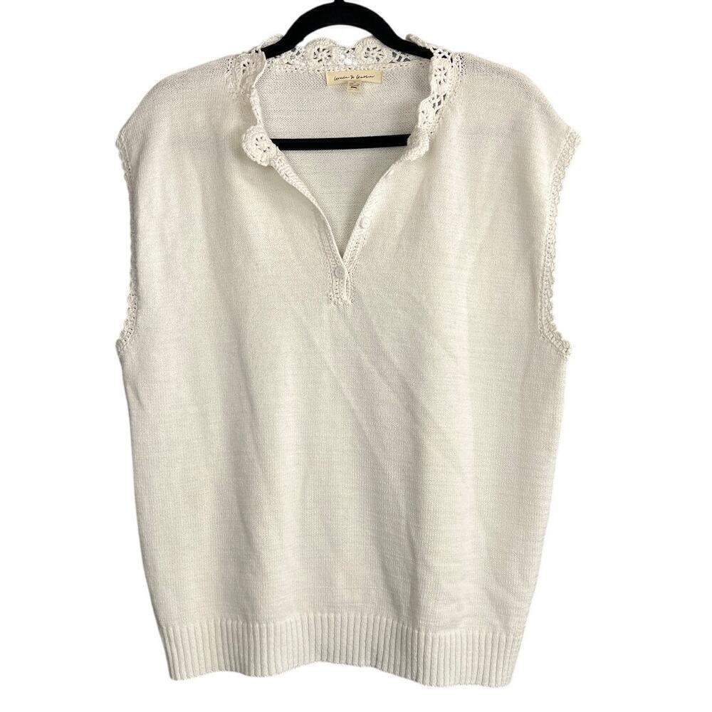 Grade & Gather Crochet Trim Sweater Vest Size M